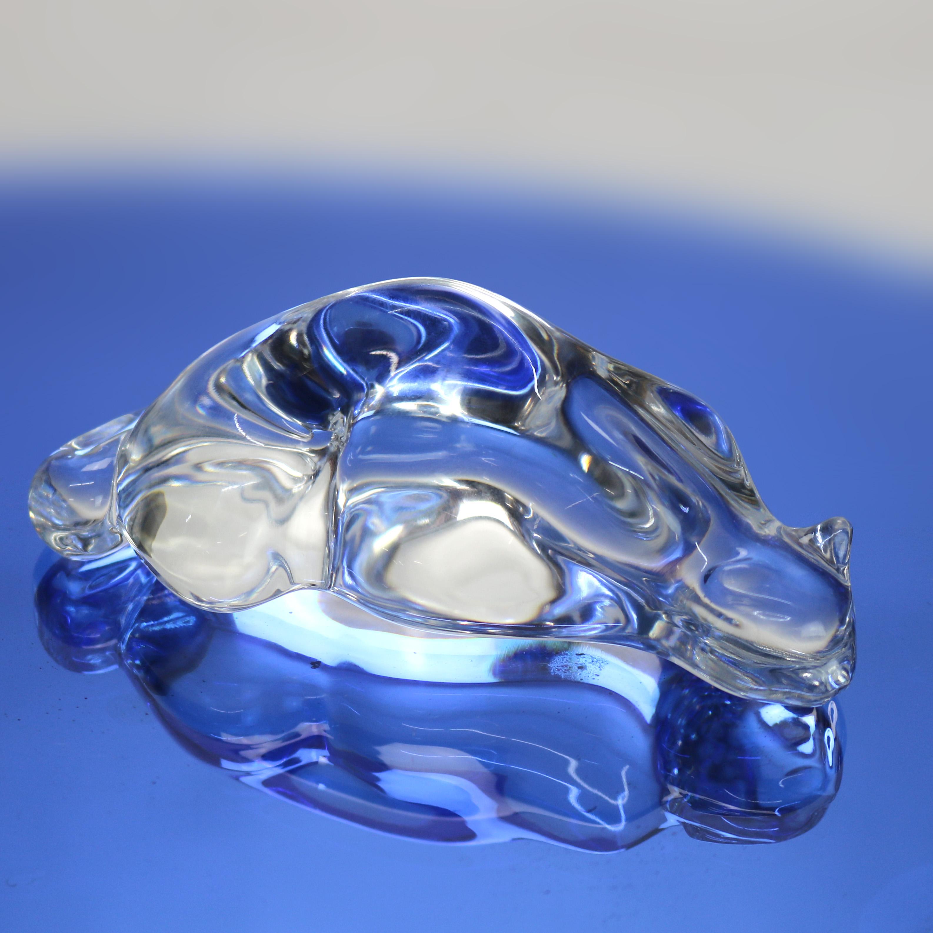 Vintage Steuben Glass Gatto accovacciato firmato C1950 In condizioni buone in vendita a Big Flats, NY