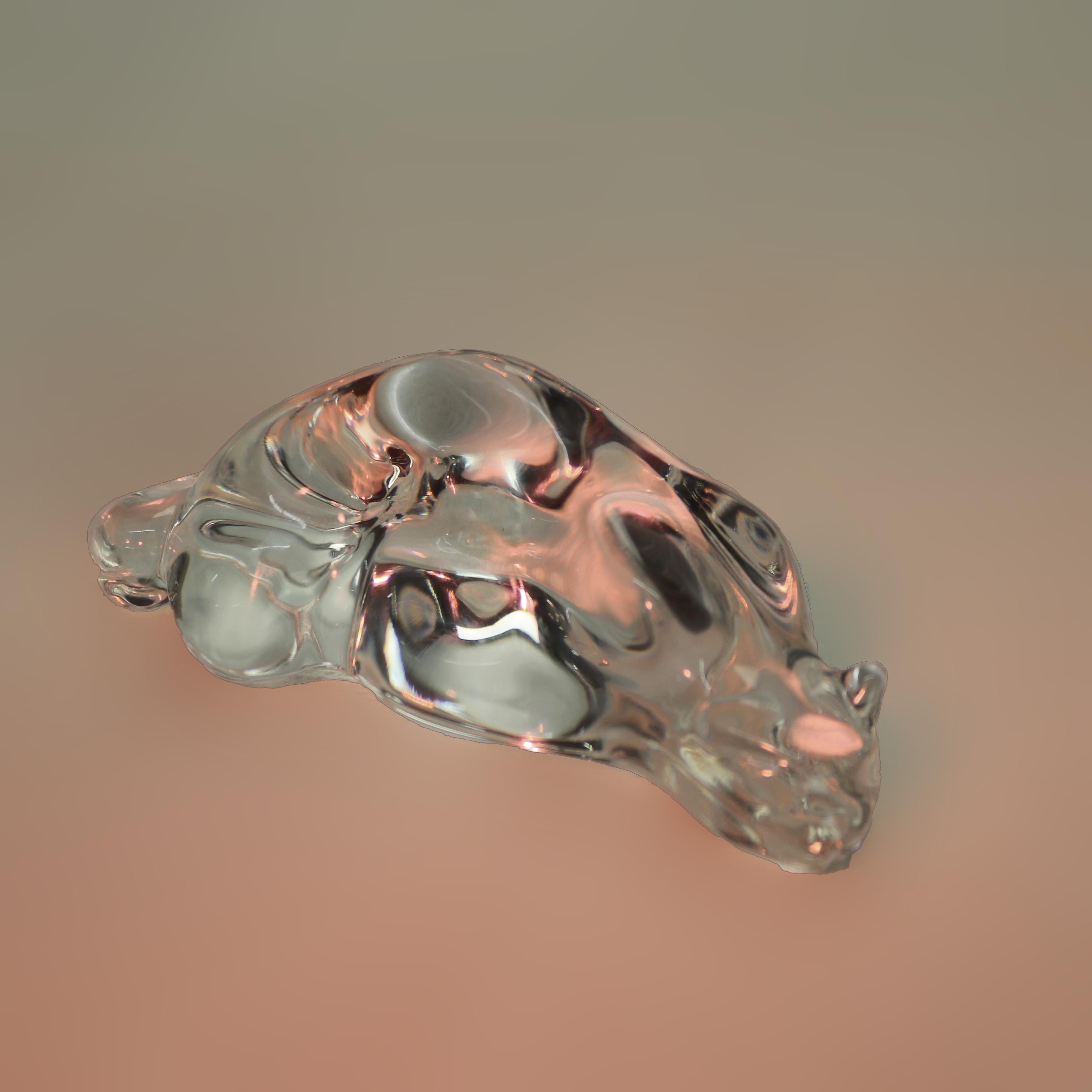 Vetro artistico Vintage Steuben Glass Gatto accovacciato firmato C1950 in vendita