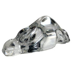 Vintage Steuben Art Glass Crouching Cat Signed C1950
