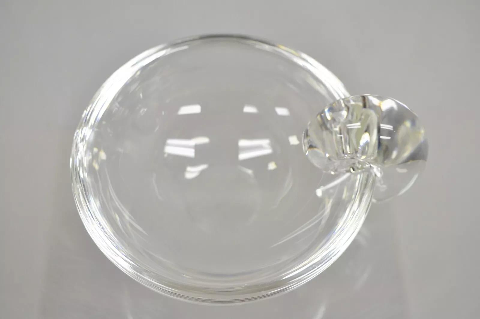 Unknown Vintage Steuben Clear Crystal Glass Snail Scroll Olive Nut Bowl