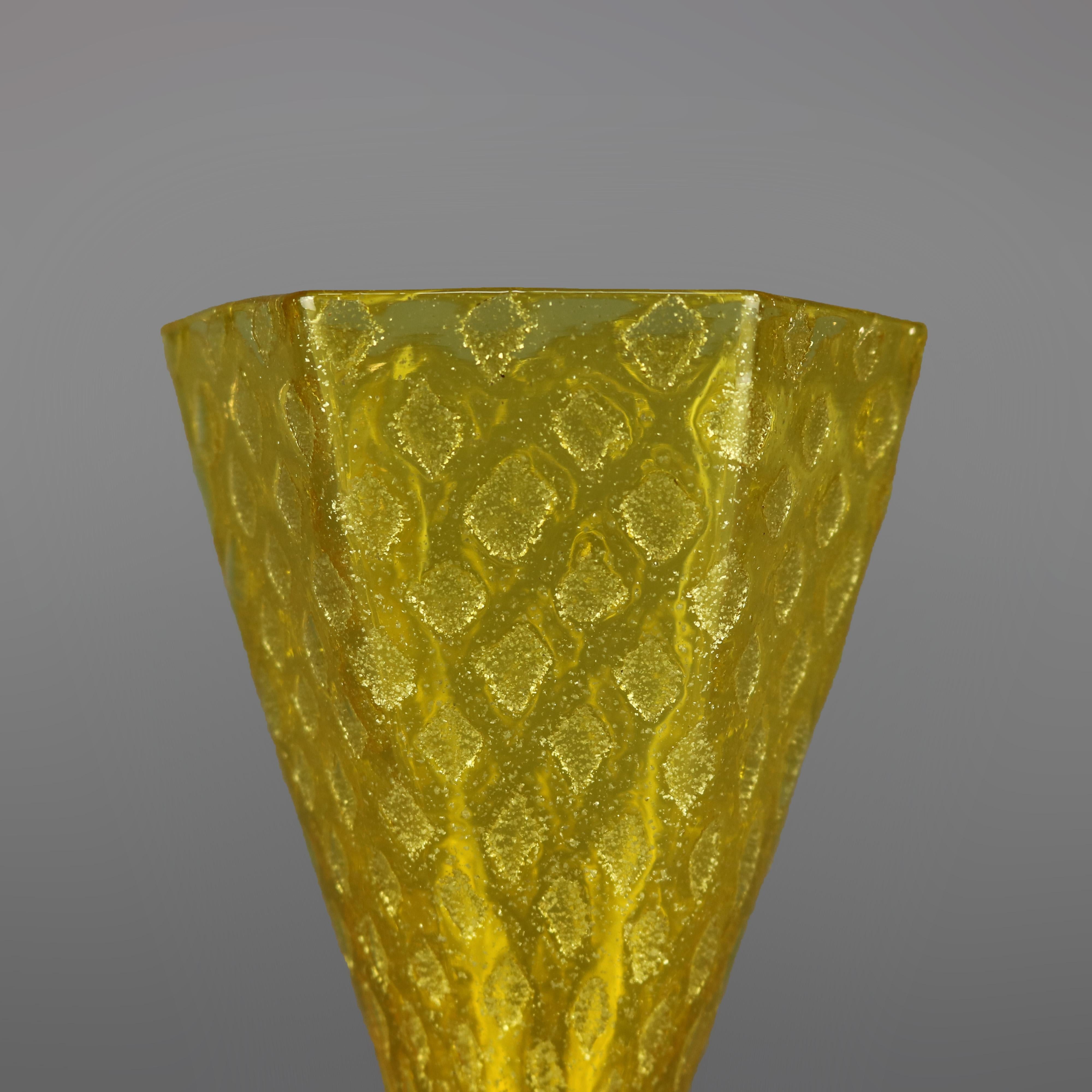 Vintage Steuben Faceted Yellow Handcrafted Art Glass Vase, 20th Century In Good Condition In Big Flats, NY