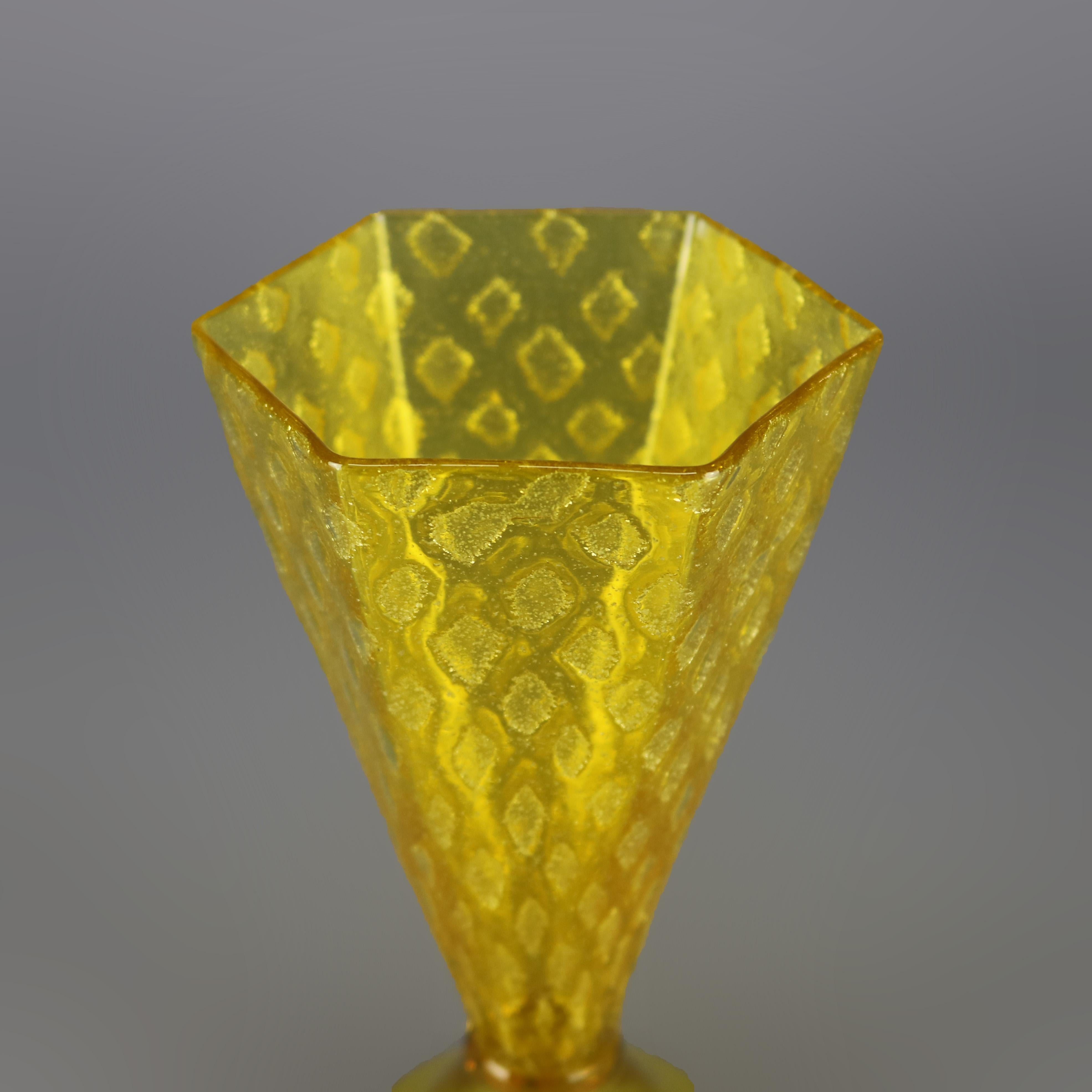Vintage Steuben Faceted Yellow Handcrafted Art Glass Vase, 20th Century 1