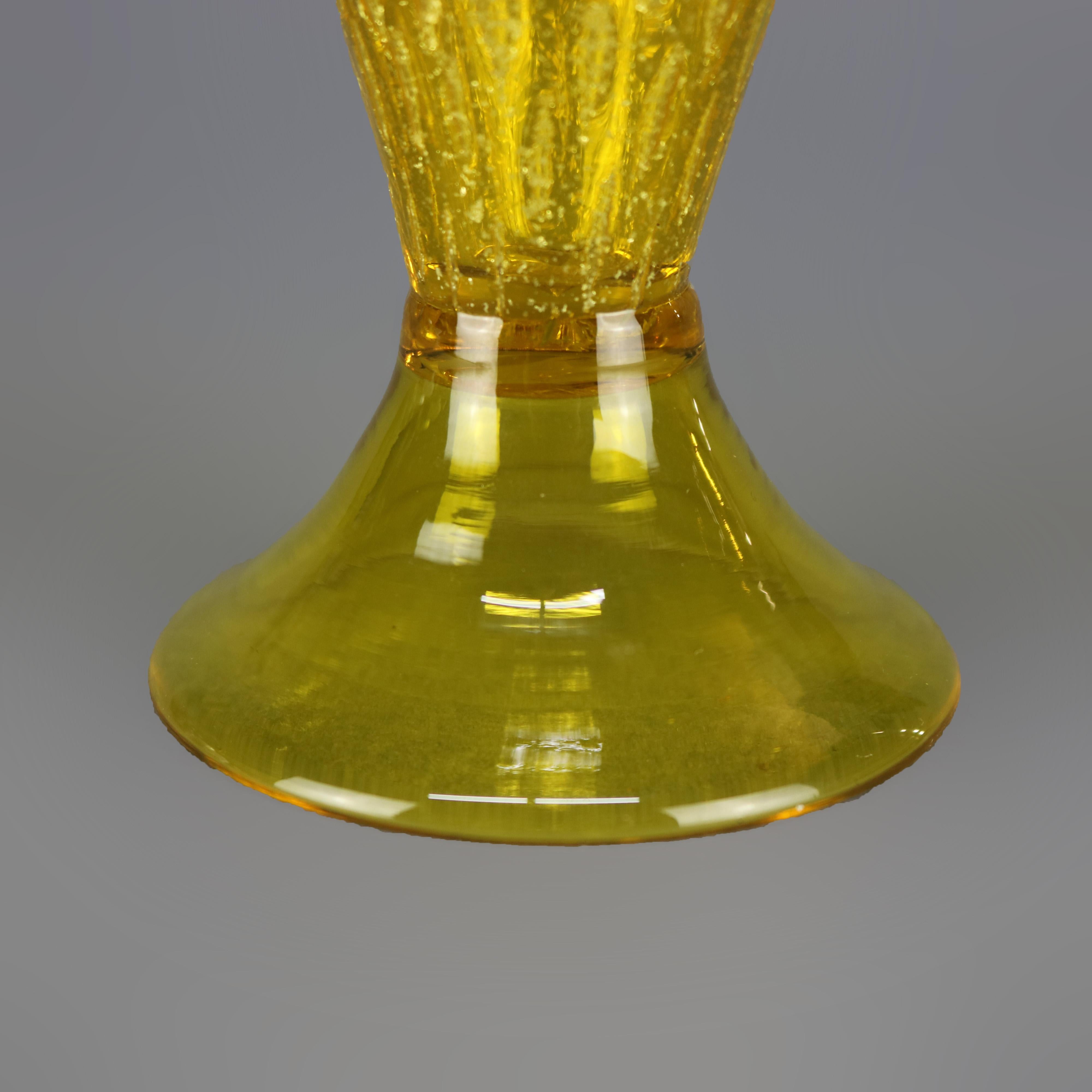 Vintage Steuben Faceted Yellow Handcrafted Art Glass Vase, 20th Century 2