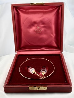 Steuben Glass and 18 Karat Gold Acorn Pendant on 14 Karat Gold Choker in Box