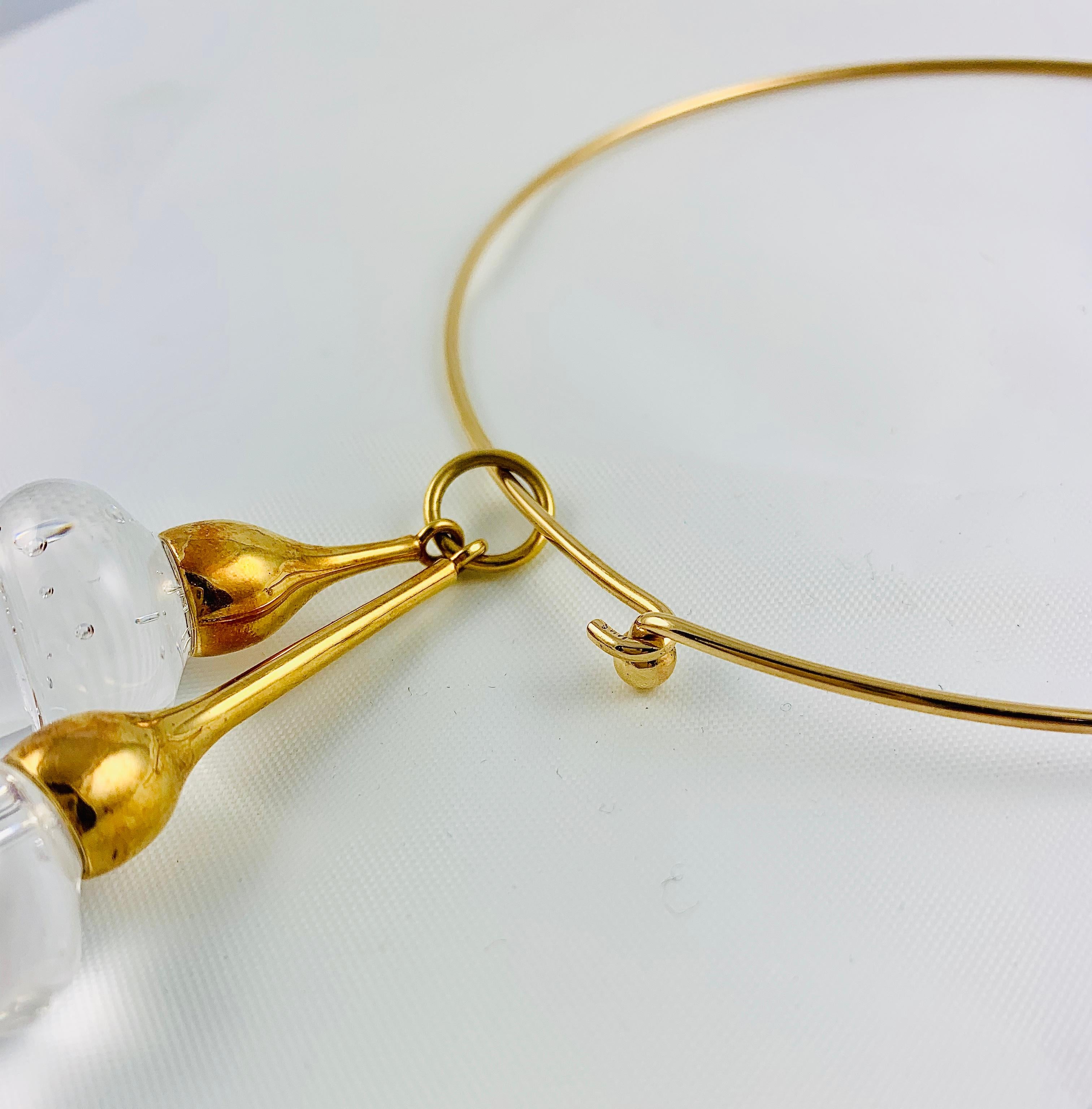 Steuben Glass and 18 Karat Gold Acorn Pendant on 14 Karat Gold 