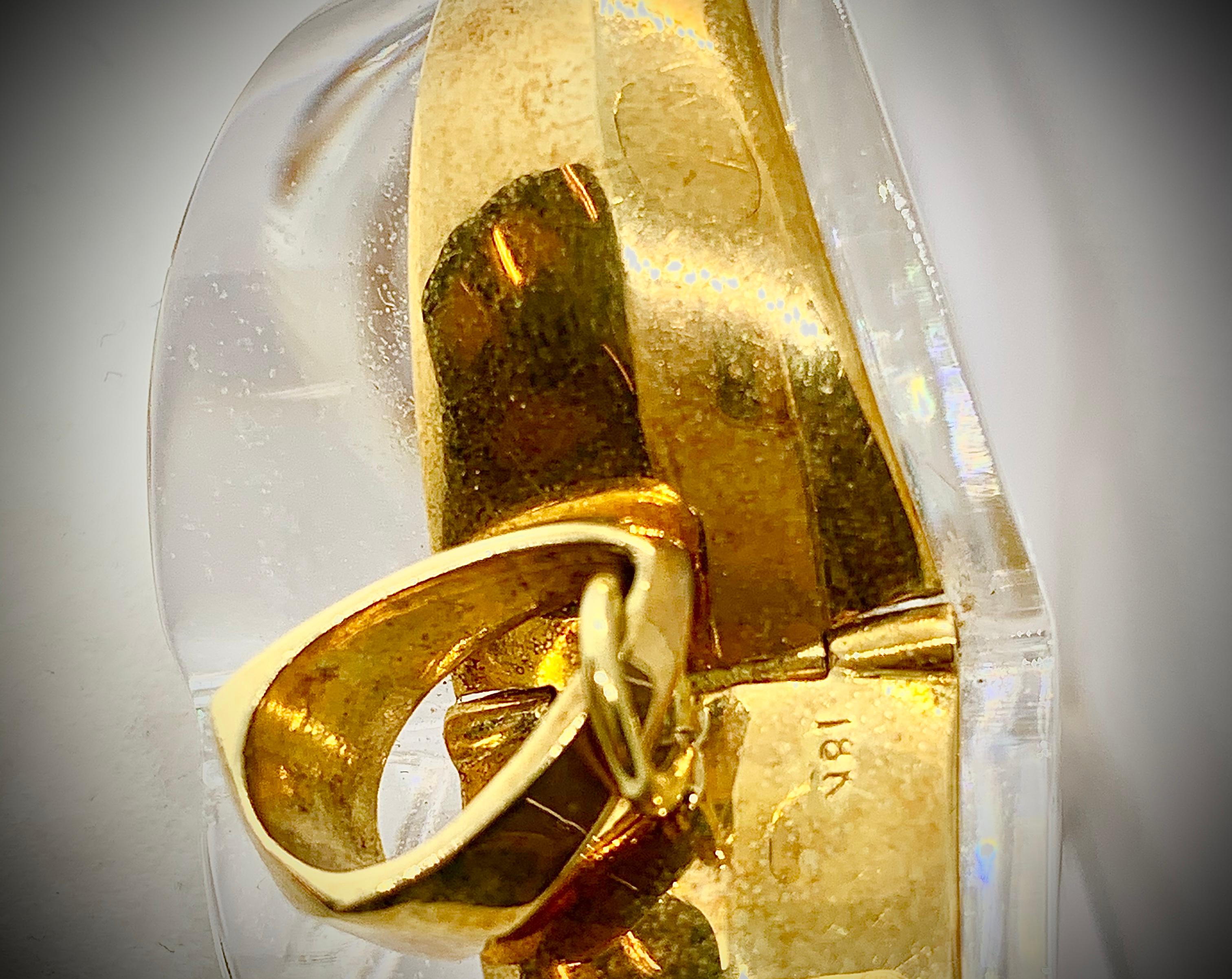 Steuben Glass Large 18 Karat Gold and Glass Heart Pendant in Original Box 3