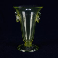 Vintage Steuben Mouth Blown Art Glass Handled Vase, 20th Century