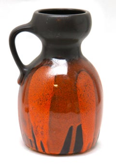 Vintage Steuler 'Stamp' Pitcher Fat Lava Hand Decorated Glaze, W-Germany, 1960s