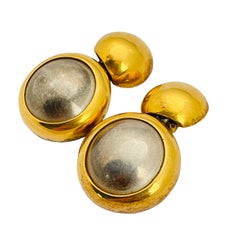 Orecchini a clip d'epoca STEVE VAUBEL in oro e argento di design modernista