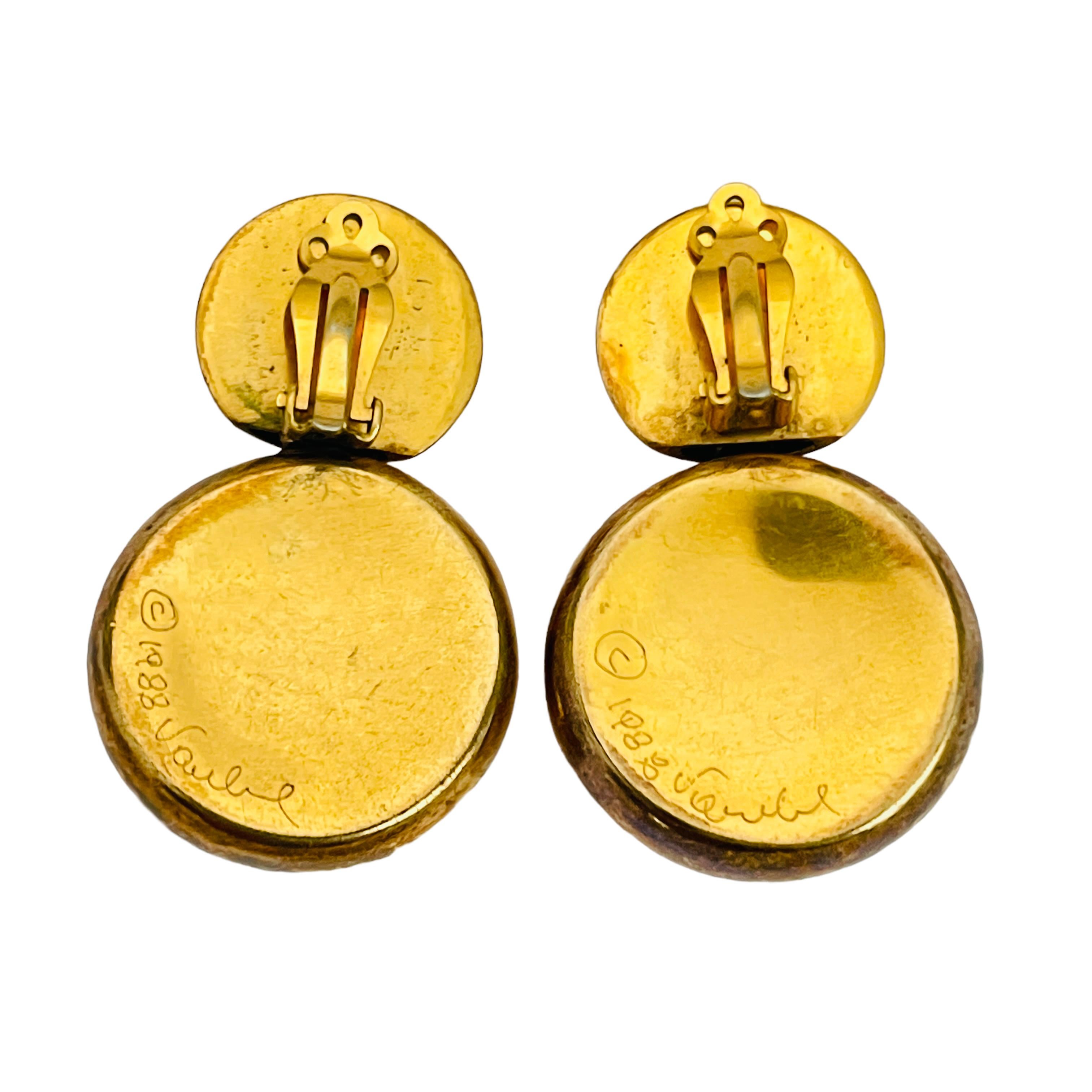 Pendientes de clip de diseñador modernista vintage STEVE VAUBEL de oro y plata Moderno en venta