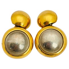 Vintage STEVE VAUBEL gold silver modernist designer clip on earrings