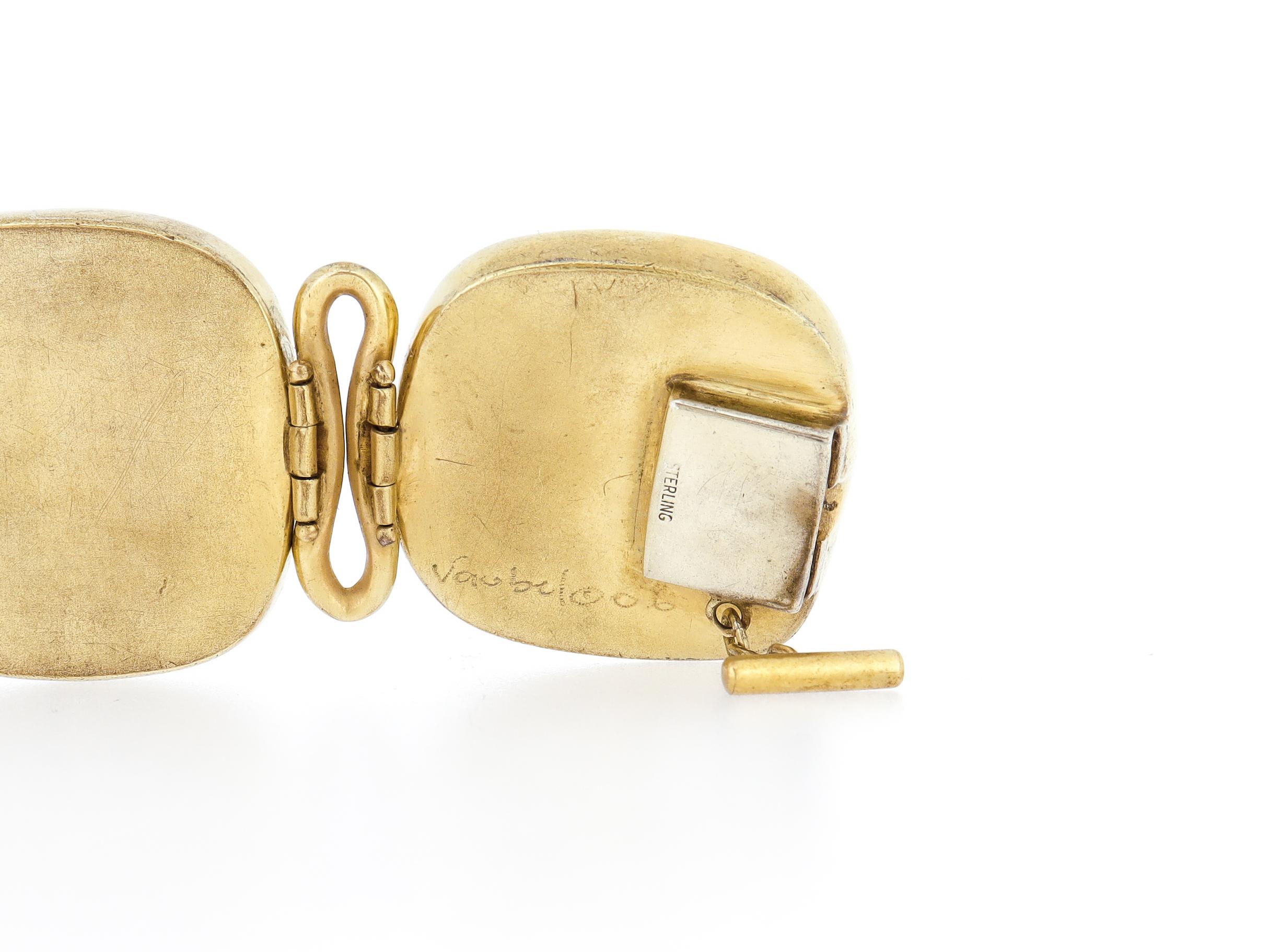 Vintage Steve Vaubel Square Stone on Bezel with Inlayed Oval Connection Bracelet en vente 11