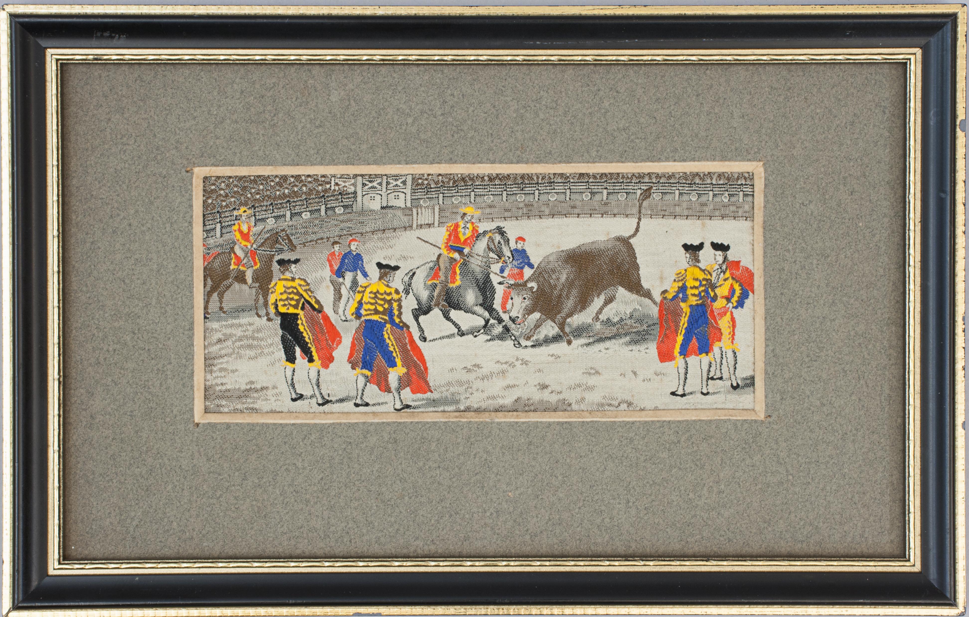 English Vintage Stevengraph of a Bull Fight For Sale