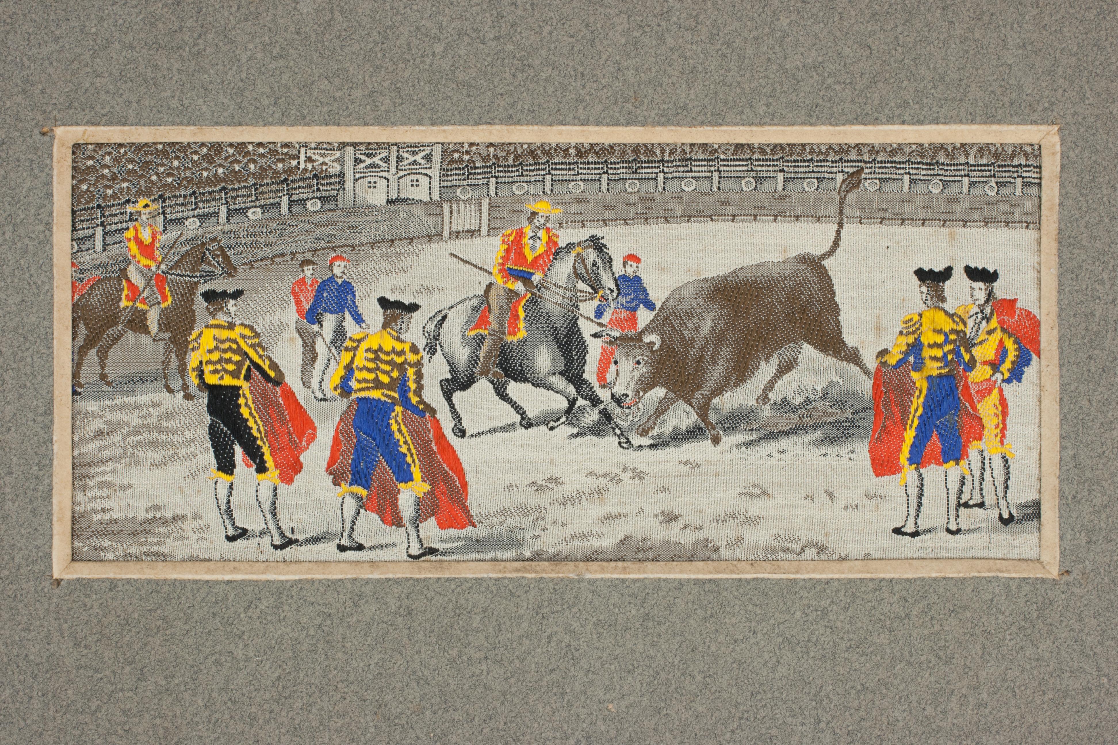 Début du 20ème siècle Stevengraphe vintage d'un combat de taureau en vente