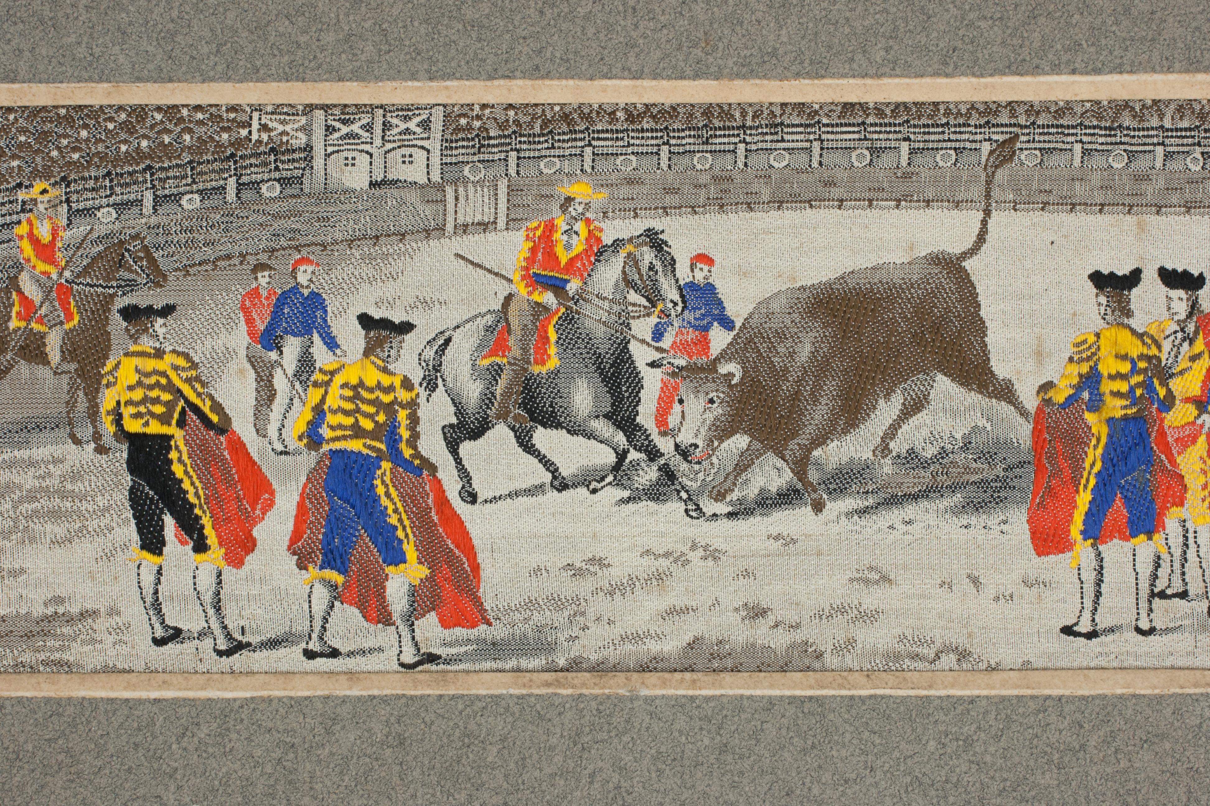 Papier Stevengraphe vintage d'un combat de taureau en vente