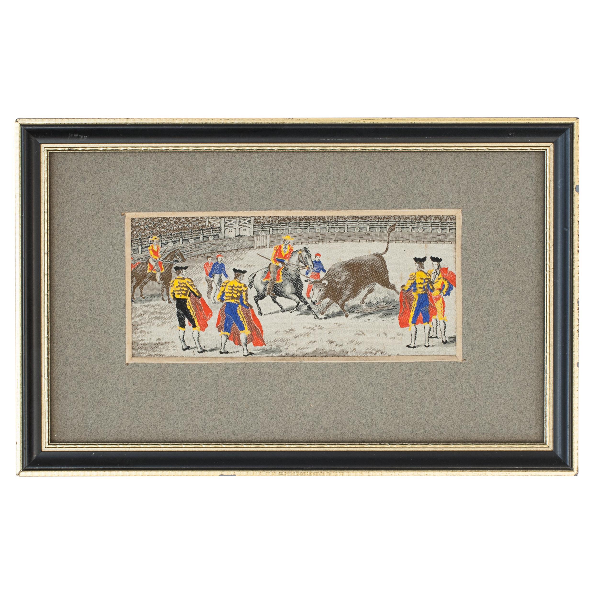 Vintage Stevengraph of a Bull Fight For Sale