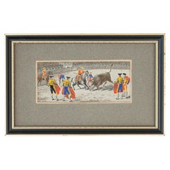Antique Stevengraph of a Bull Fight