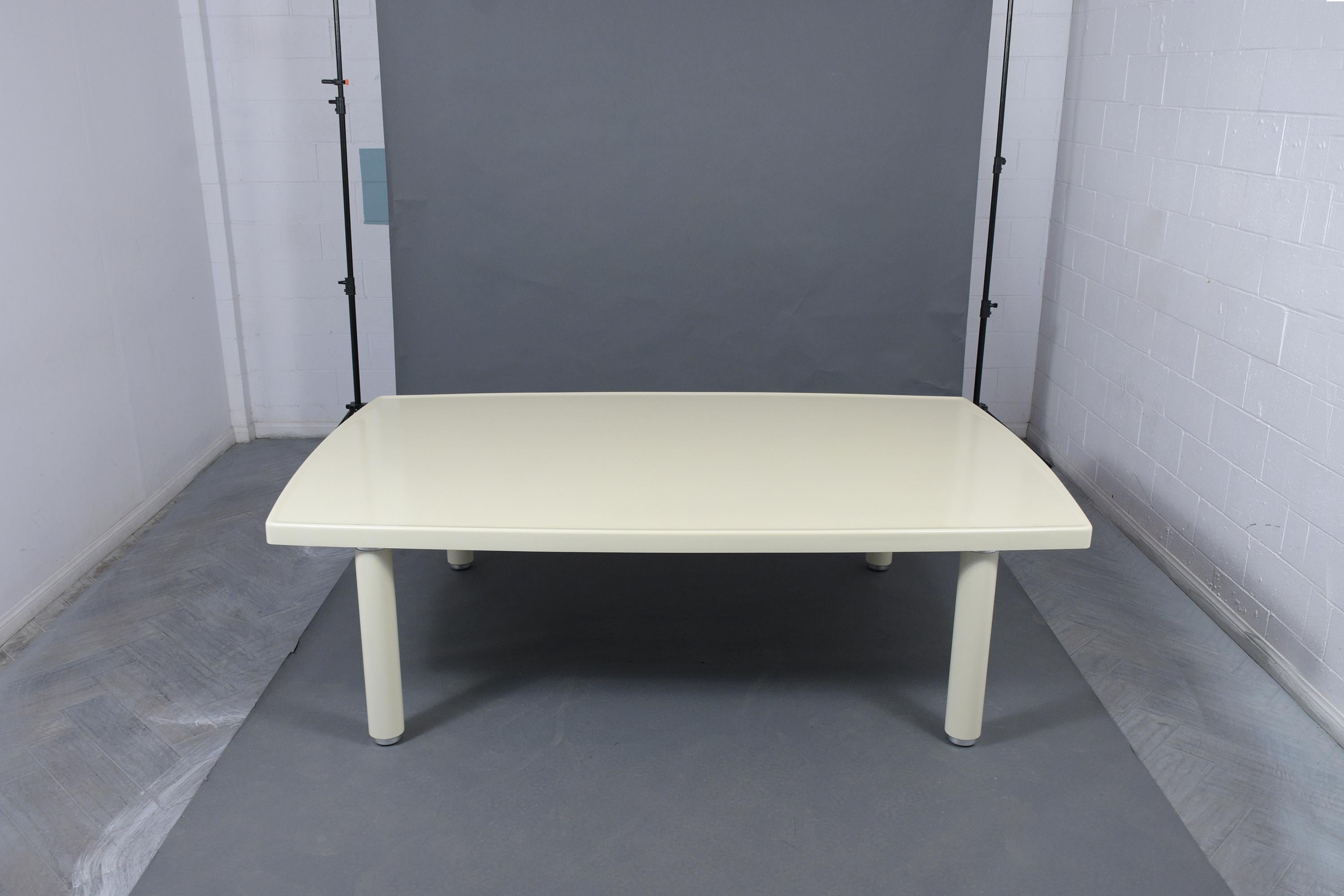 Stewart MacDougall Ivory Cream Dining Table with Silvered Leg Details In Good Condition For Sale In Los Angeles, CA
