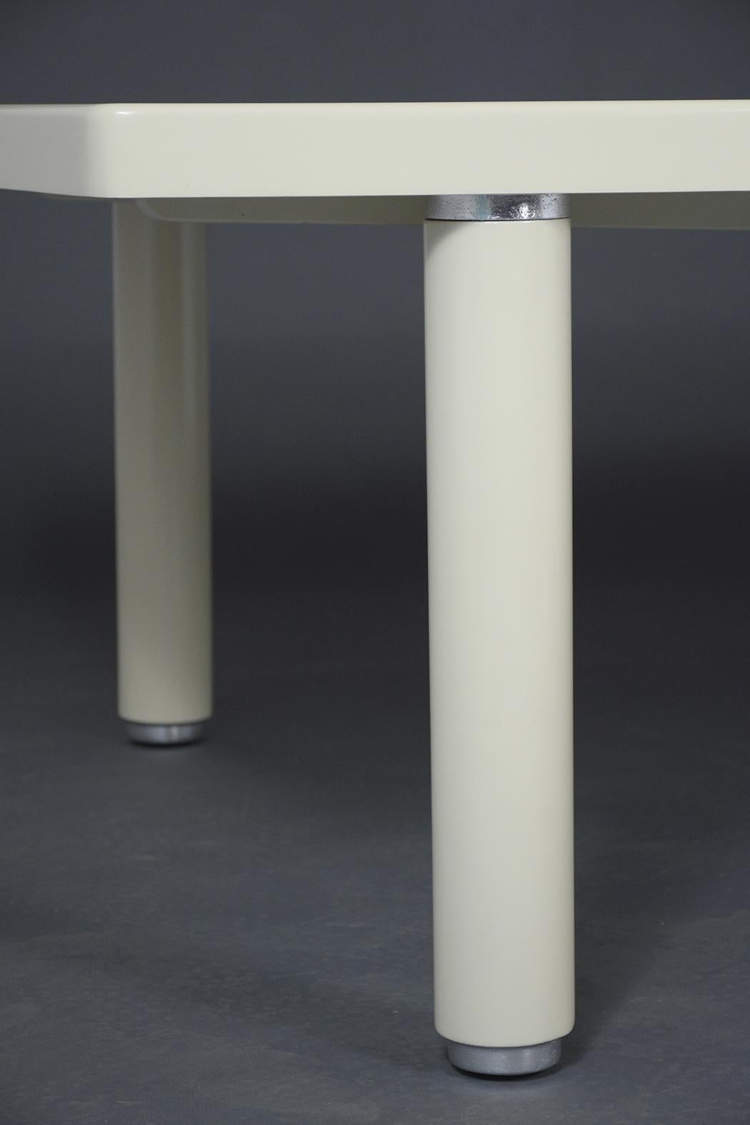 Mid-20th Century Stewart MacDougall Ivory Cream Dining Table with Silvered Leg Details For Sale