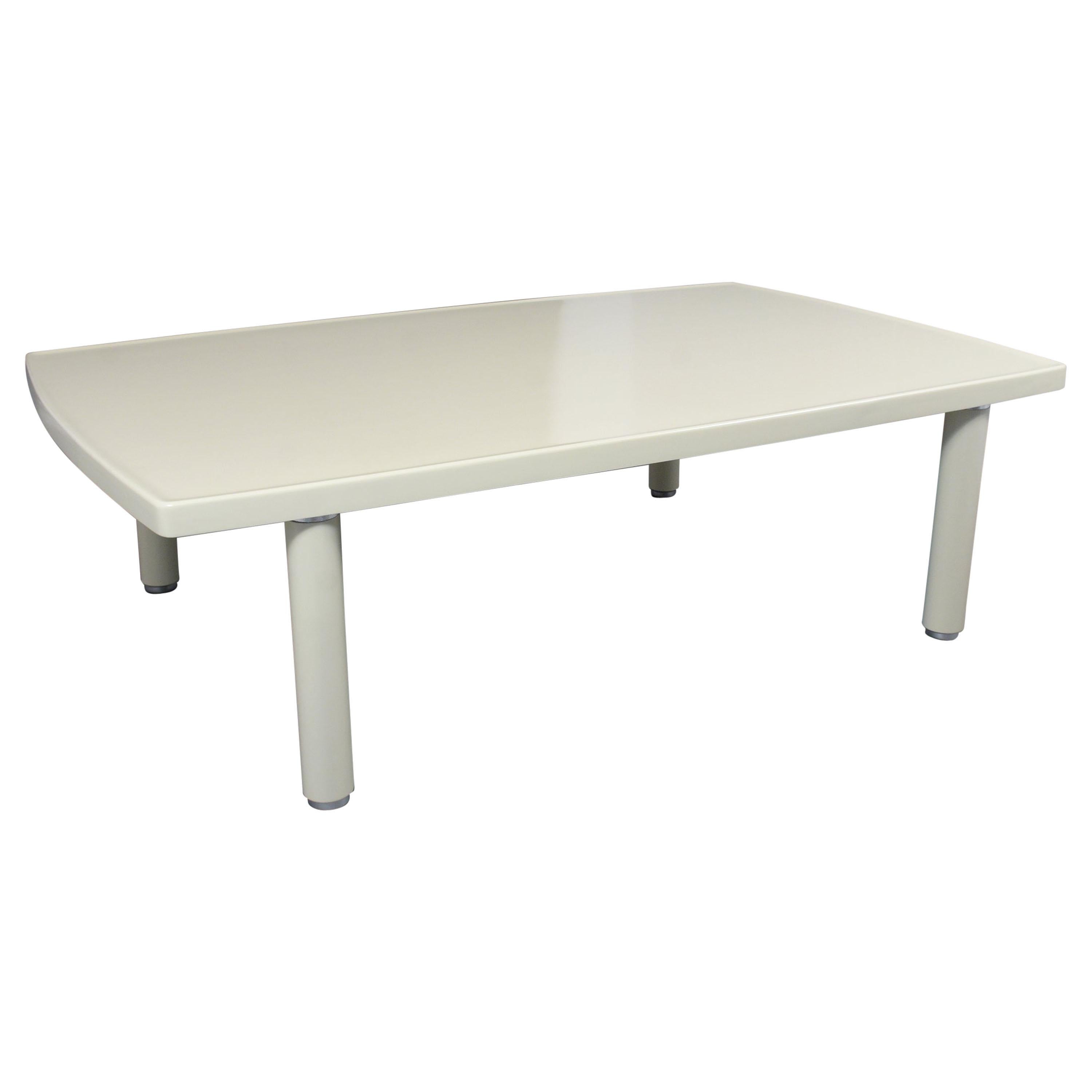 Stewart MacDougall Ivory Cream Dining Table with Silvered Leg Details For Sale