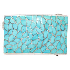 Vintage Stewart & Maria Tucson Zuni Sterling Silver Turquoise Inlay Belt Buckle