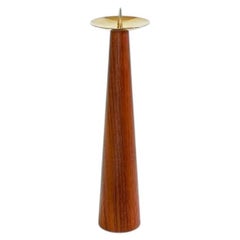 Vintage Stick Candle Holder Teak & Brass, Danish Modern Candle Stick, Denmark
