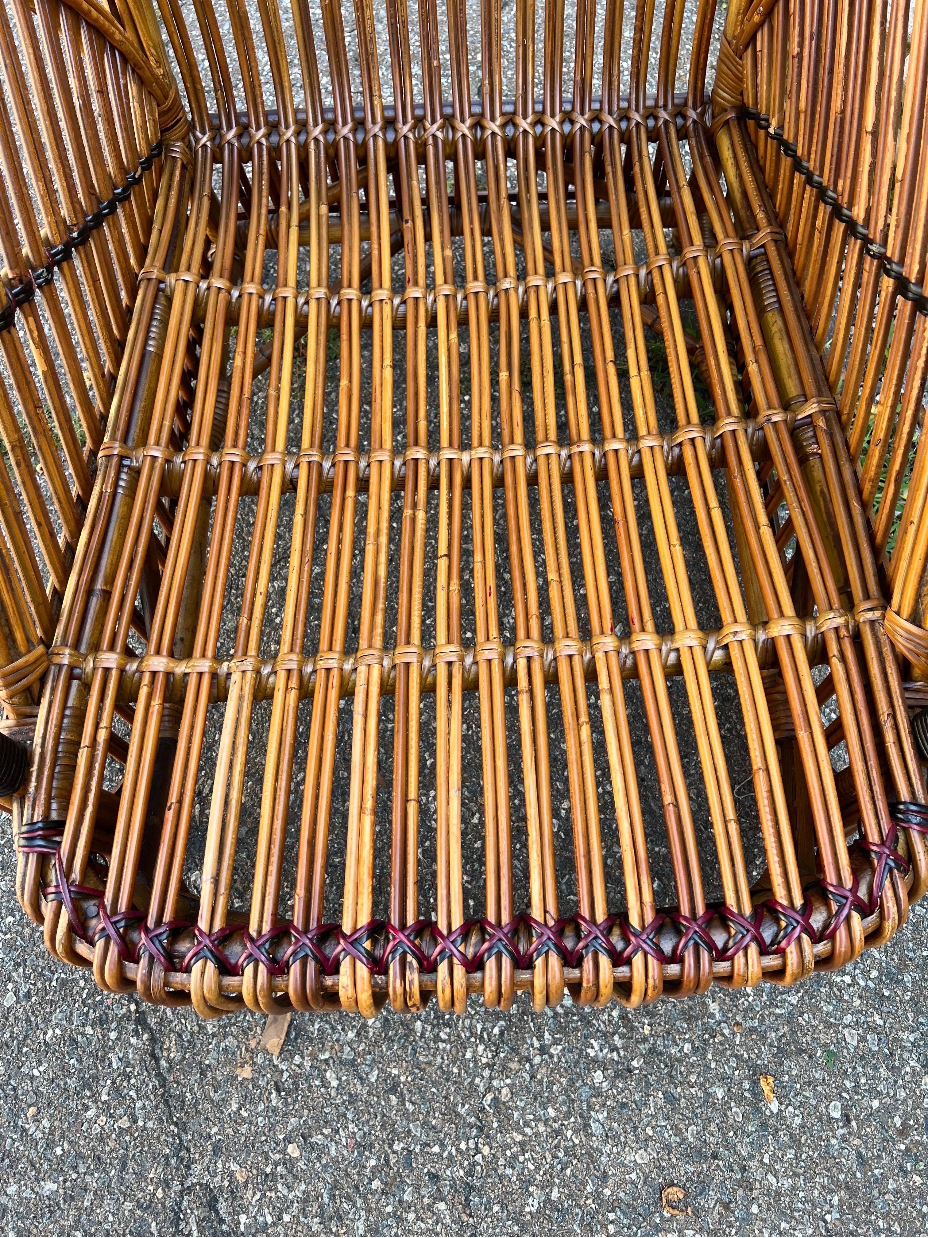 vintage rattan chair and ottoman