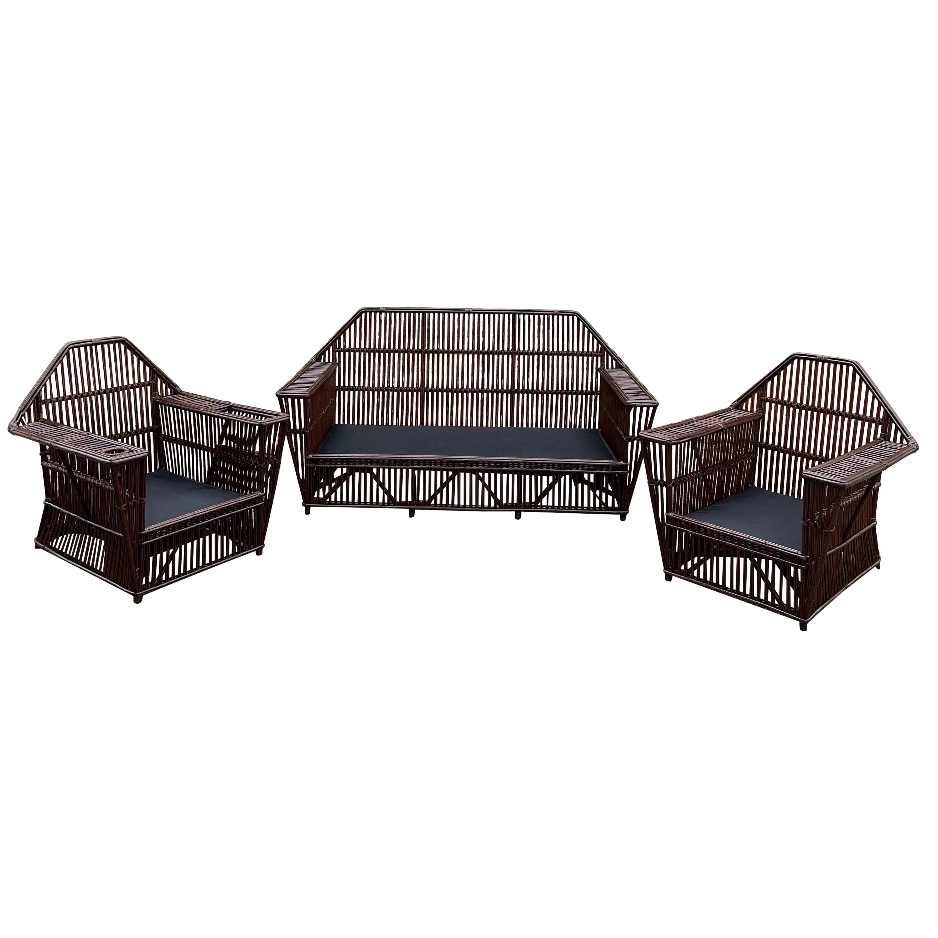 Vintage Stick Rattan Set For Sale