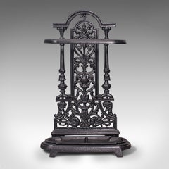 Vintage Stick Stand, English, Cast Iron, Hall, Umbrella Rack, Victorian Revival