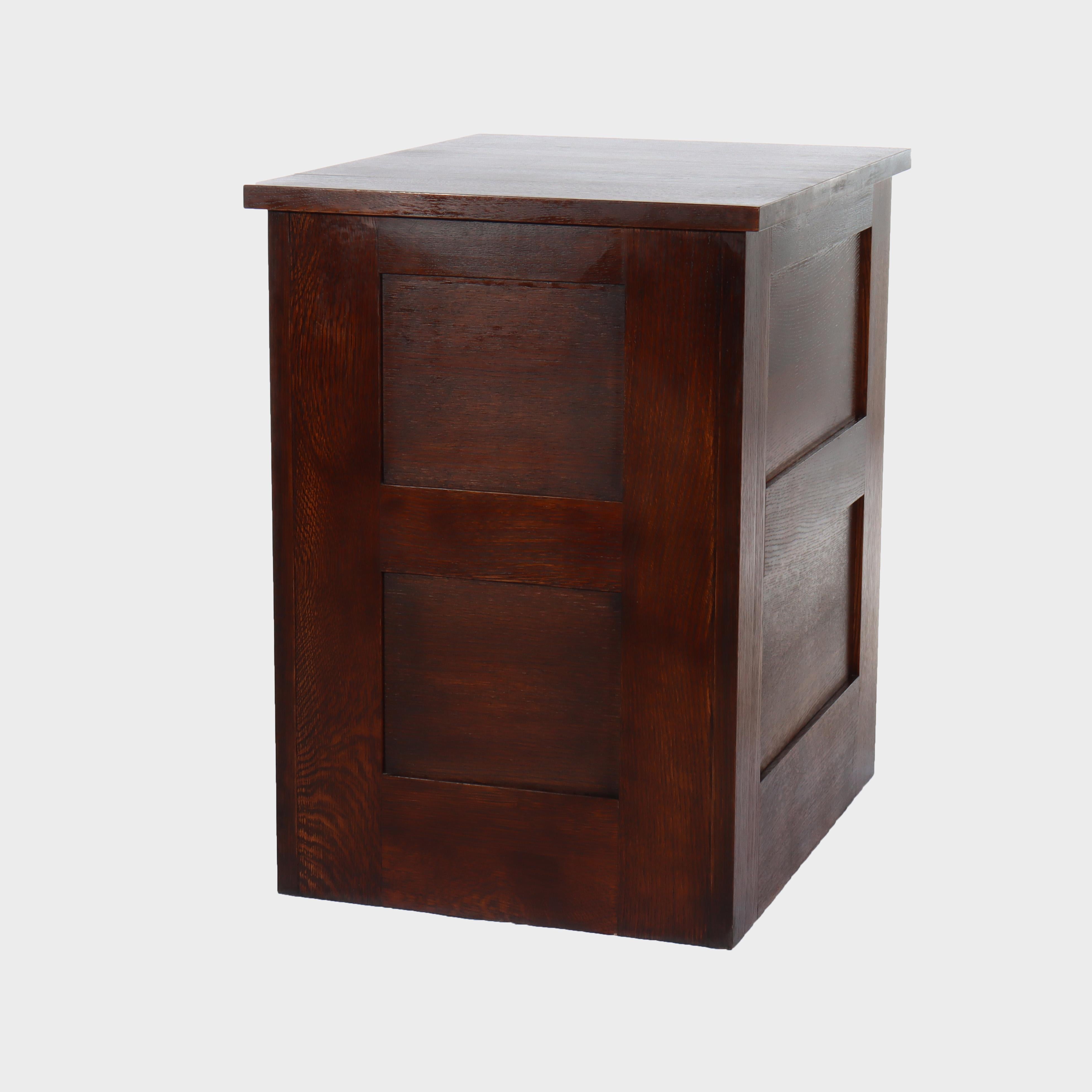 Vintage Stickley Arts & Crafts Mission Oak & Hammered Copper File Cabinet c1920 im Angebot 13