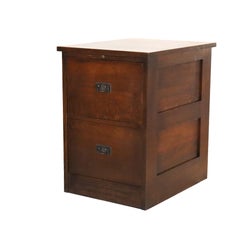 Vintage Stickley Arts & Crafts Mission Oak & Hammered Copper File Cabinet c1920