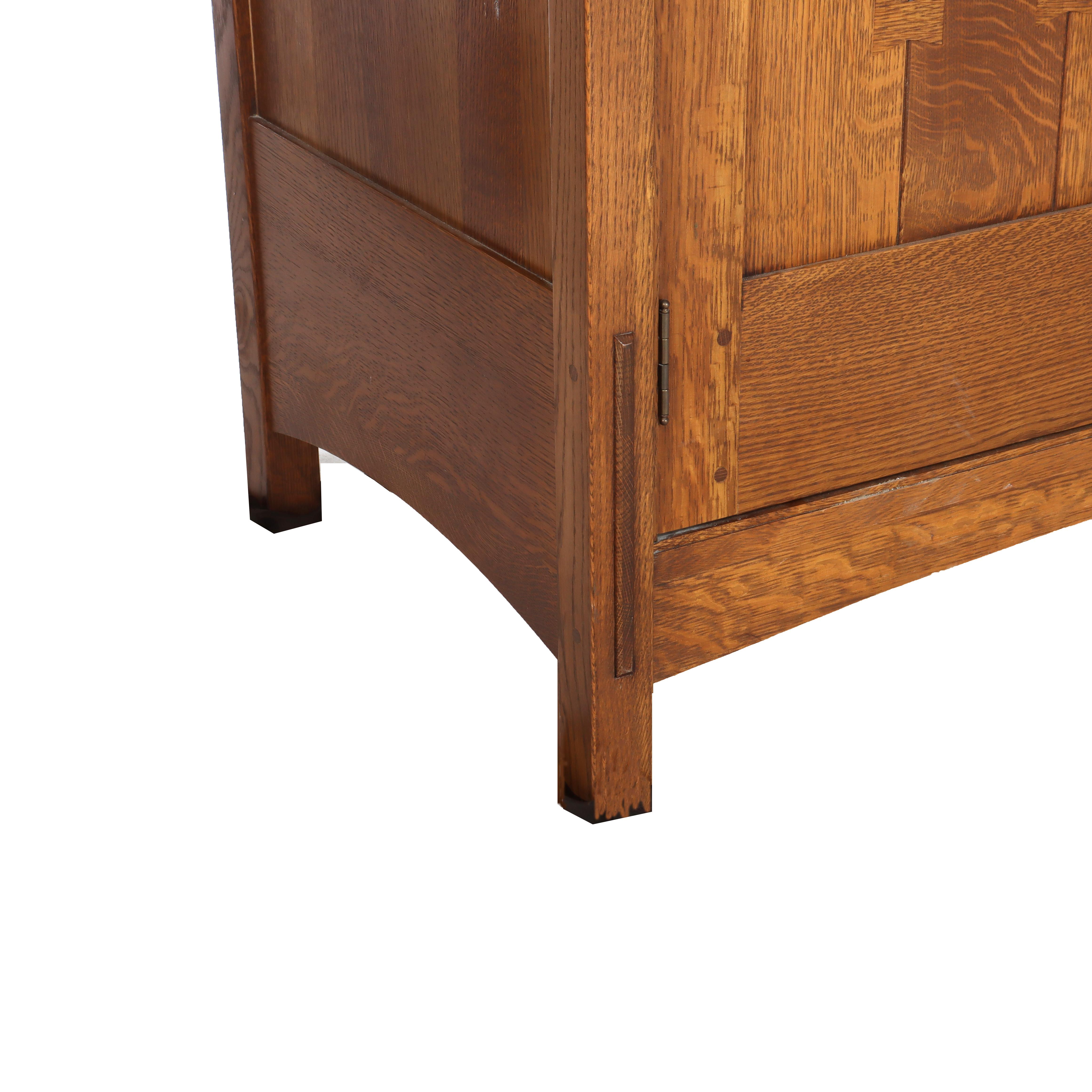 Vintage Stickley Arts & Crafts Oak & Hammered Copper Entertainment Cabinet im Angebot 9