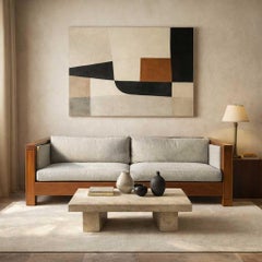 Vintage Stickley Cherry Wood Sofa, Pale Blue Textured Velvet Upholstery