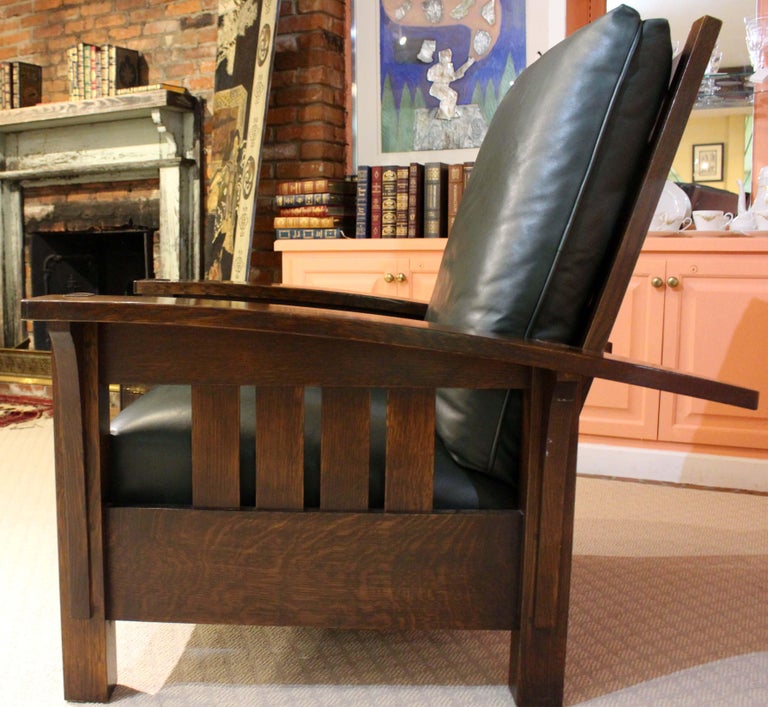 Vintage Stickley Leather Morris Chair at 1stDibs