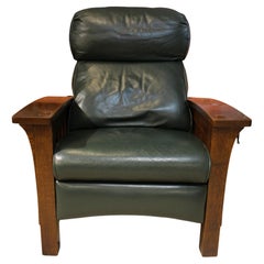 Vintage Stickley Leather Reclining Arm Chair