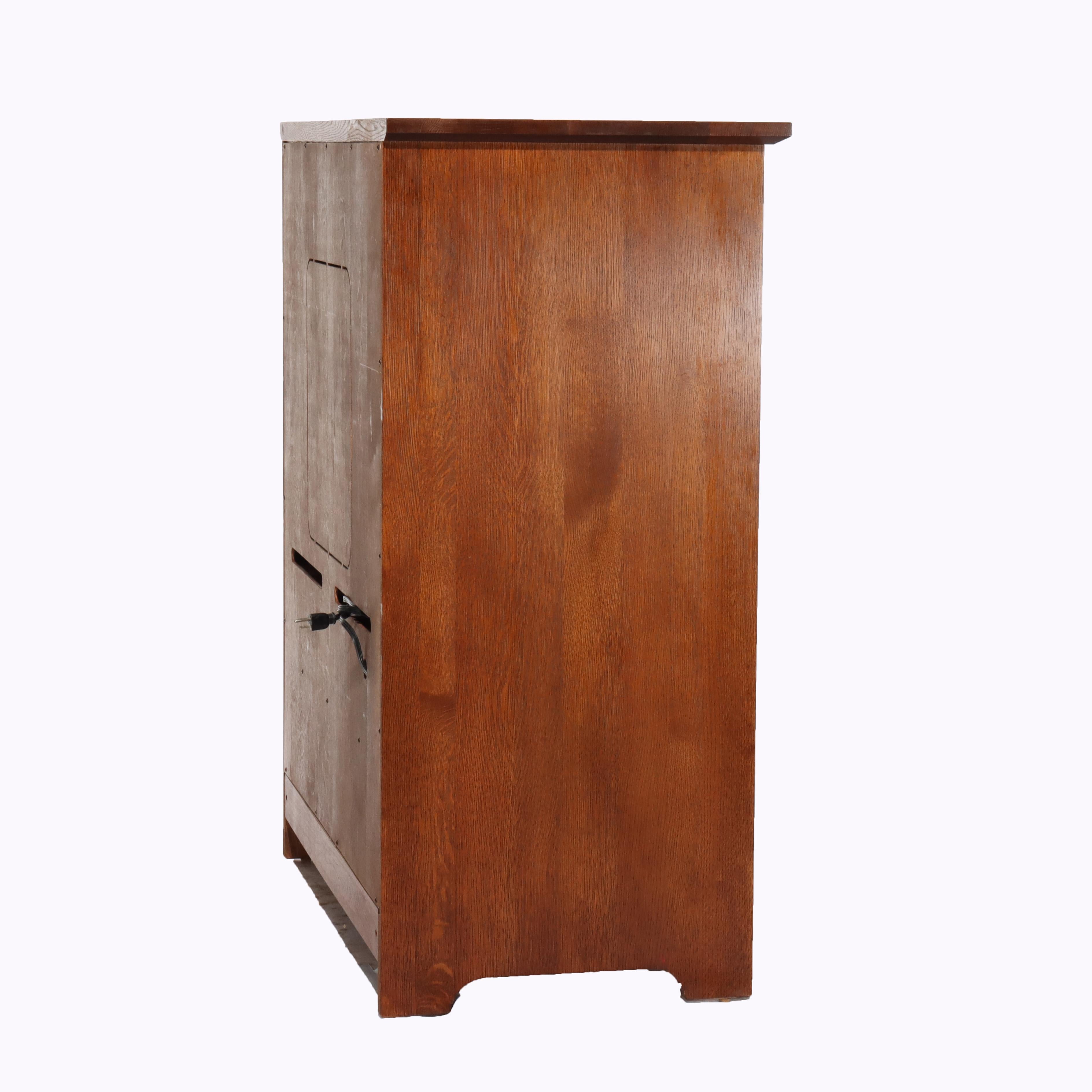 Vintage Stickley Mission Oak Entertainment Center Signed 20thC For Sale 11