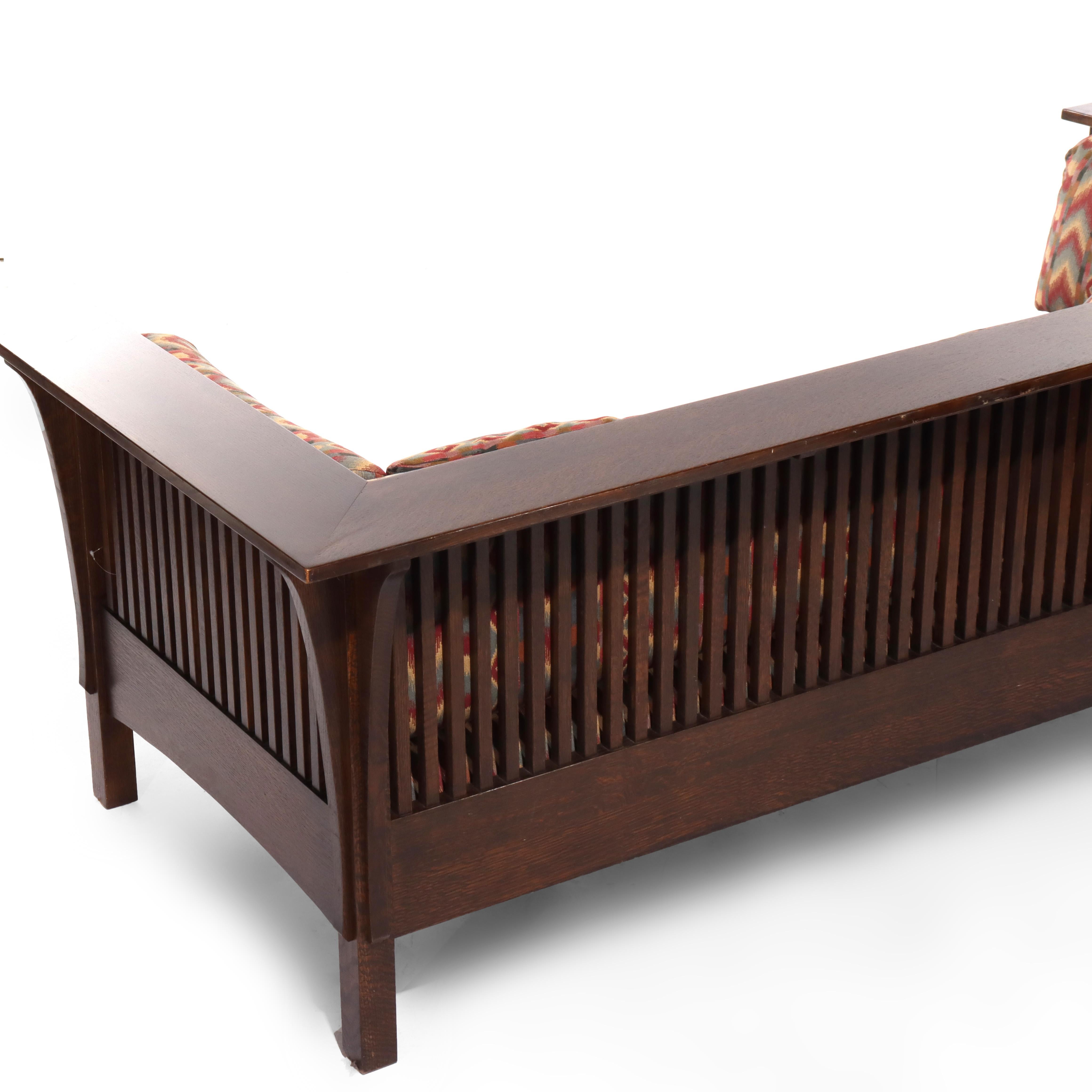 Vintage Stickley Prairie School Oak Spindle Sofa 20thC For Sale 6