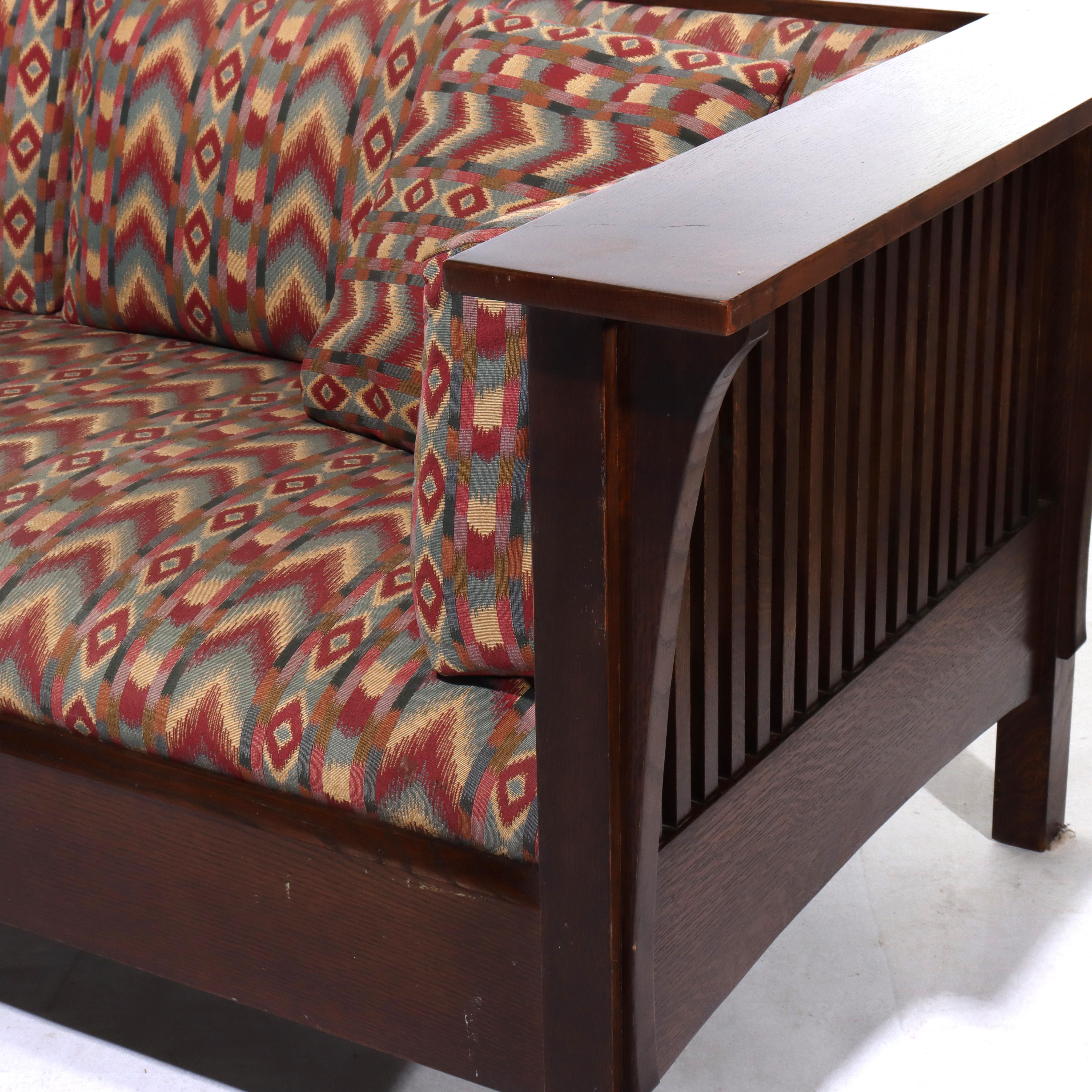 Vintage Stickley Prairie School Oak Spindle Sofa 20thC For Sale 3