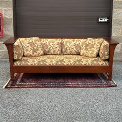 Vintage Stickley Prairie Settle Solid Cherry Framed Sofa or Settee