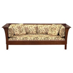 Vintage Stickley Prairie Settle Solid Cherry Framed Sofa or Settee