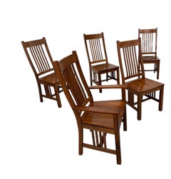 Vintage Stickley Style Mission Oak Dining Chairs - Set of 6