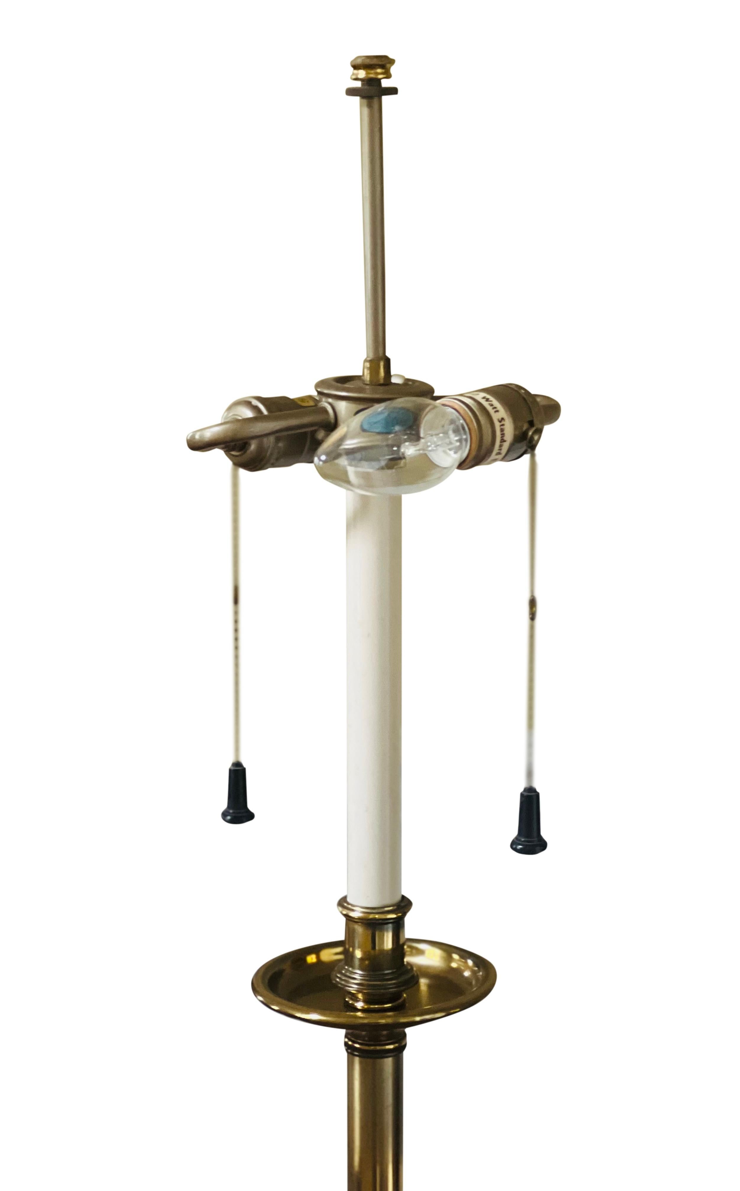 North American Vintage Stiffel Brass Floor Lamp with Glass Table For Sale