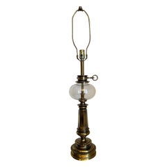 Lámpara vintage Stiffel de latón y cristal con depósito de aceite