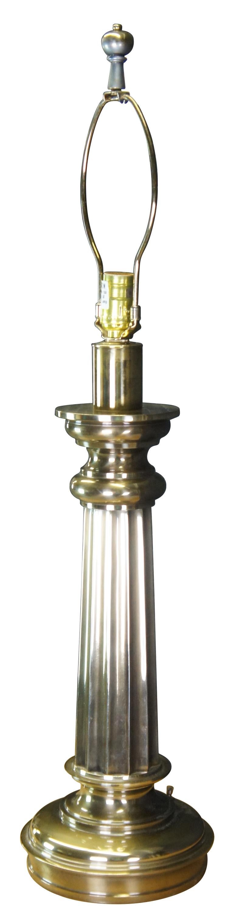 Vintage Stiffel table lamp. Made from brass with fluted column at the center.