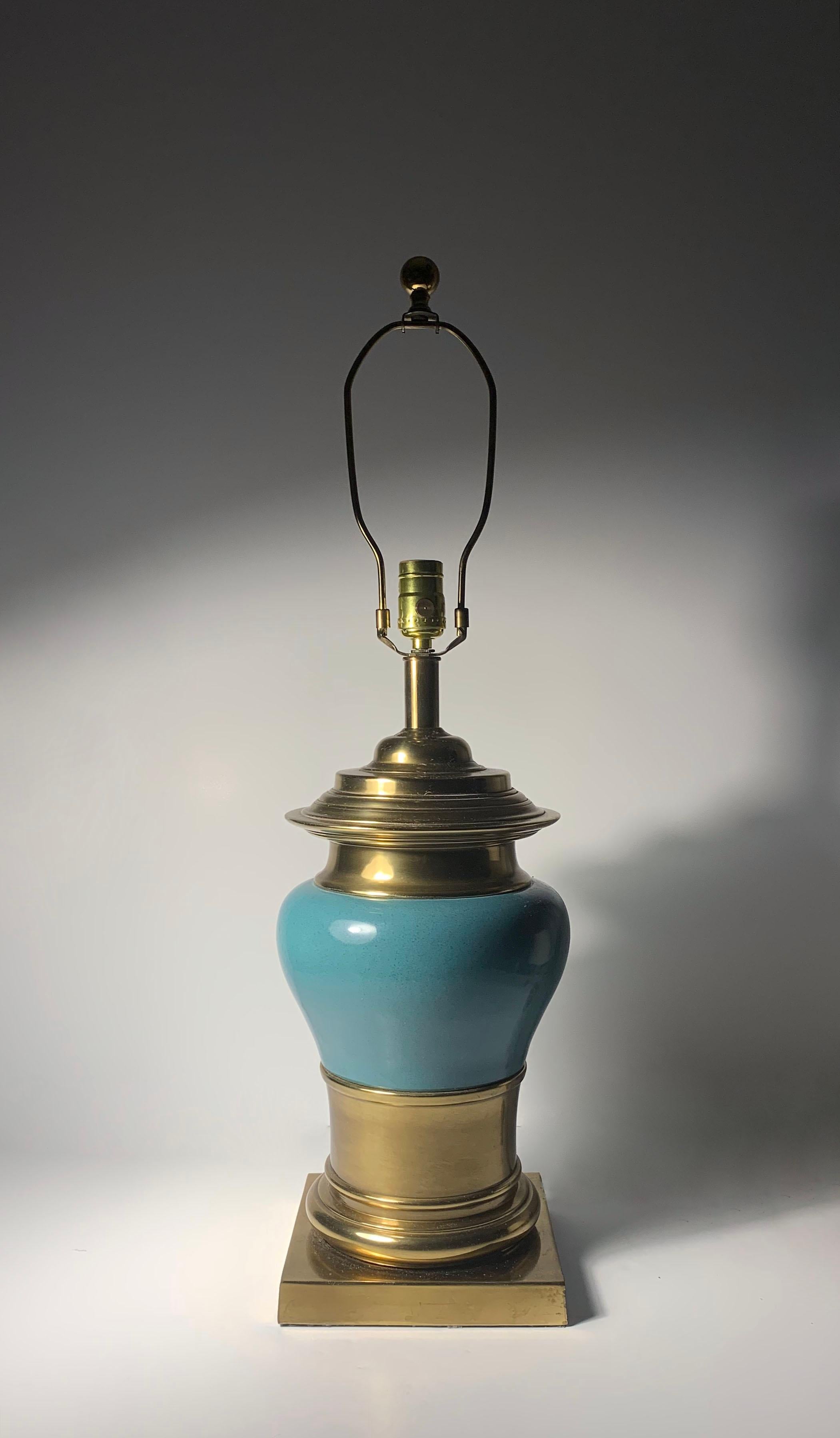 Mid-Century Modern Vintage Stiffel ceramic and Brass Lamps For Sale