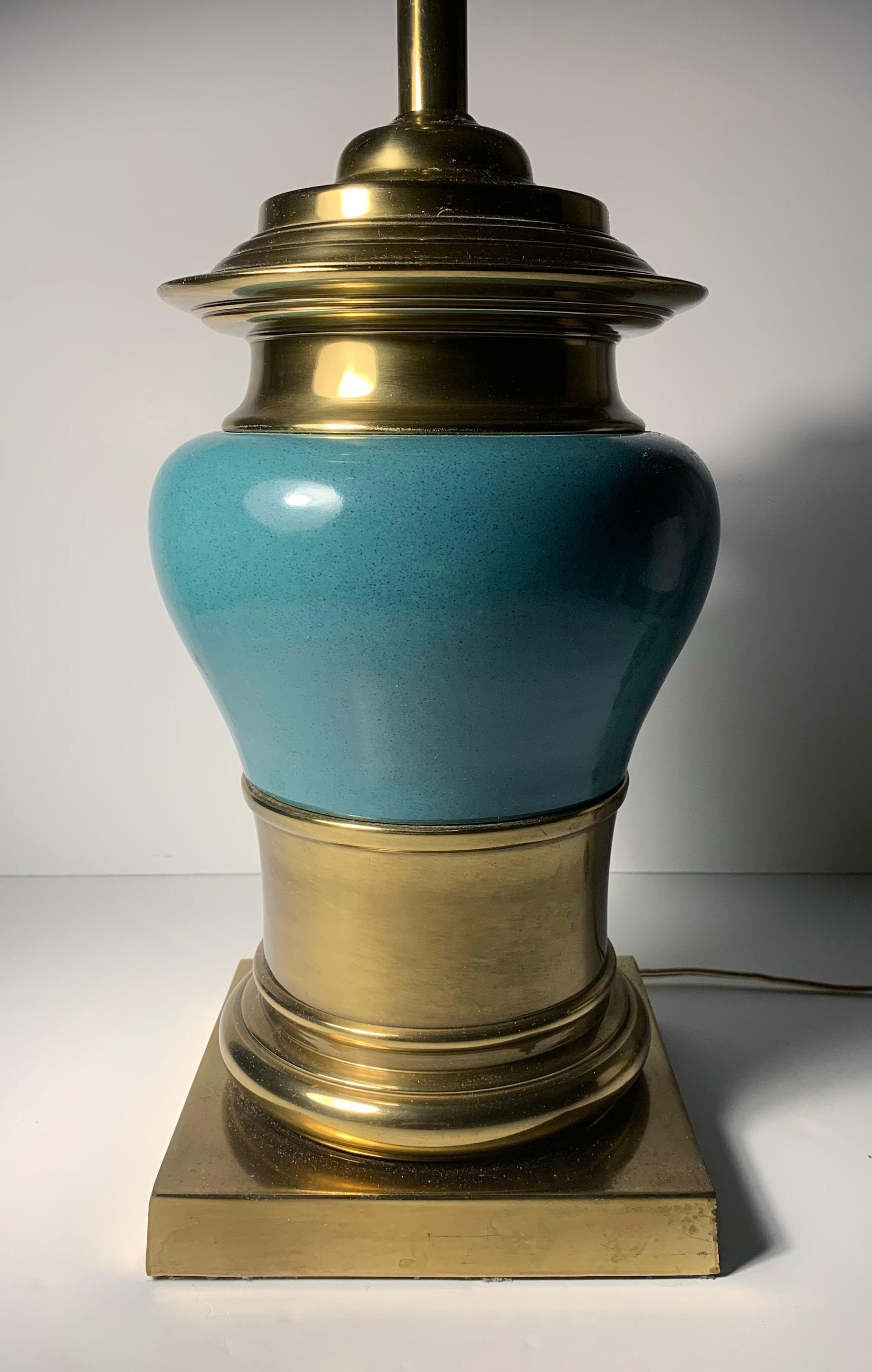 American Vintage Stiffel ceramic and Brass Lamps For Sale