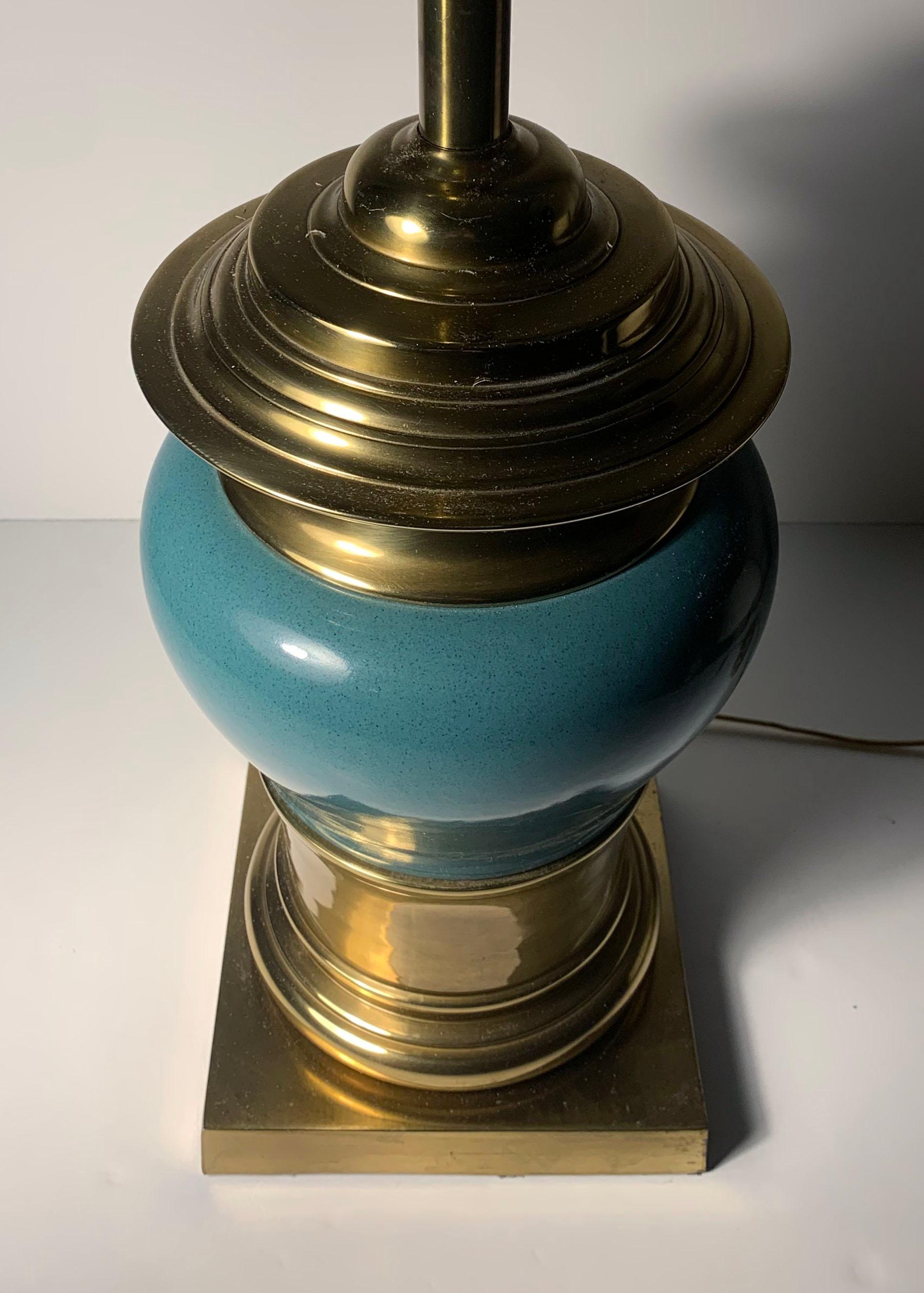 Vintage Stiffel ceramic and Brass Lamps In Good Condition For Sale In Chicago, IL