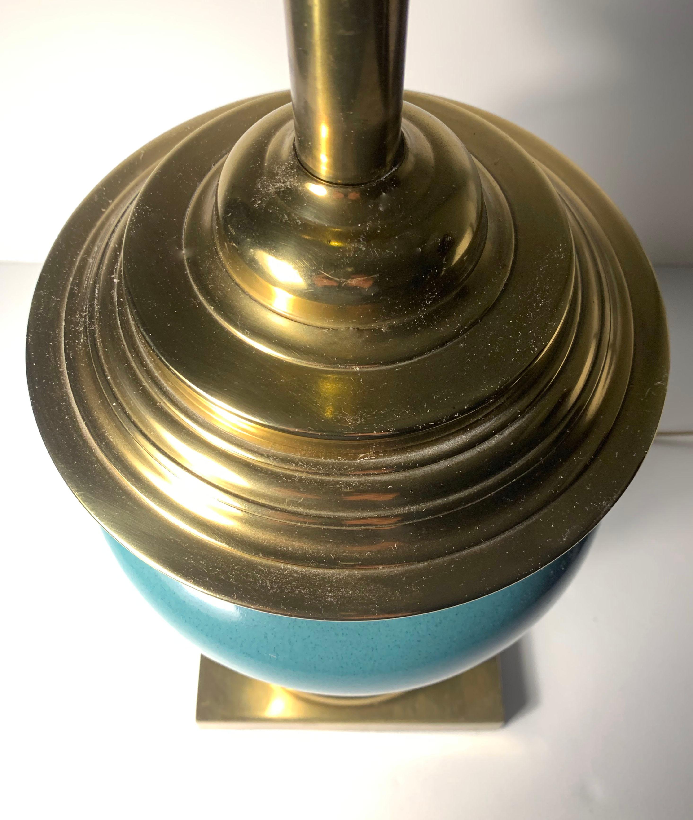 20th Century Vintage Stiffel ceramic and Brass Lamps For Sale