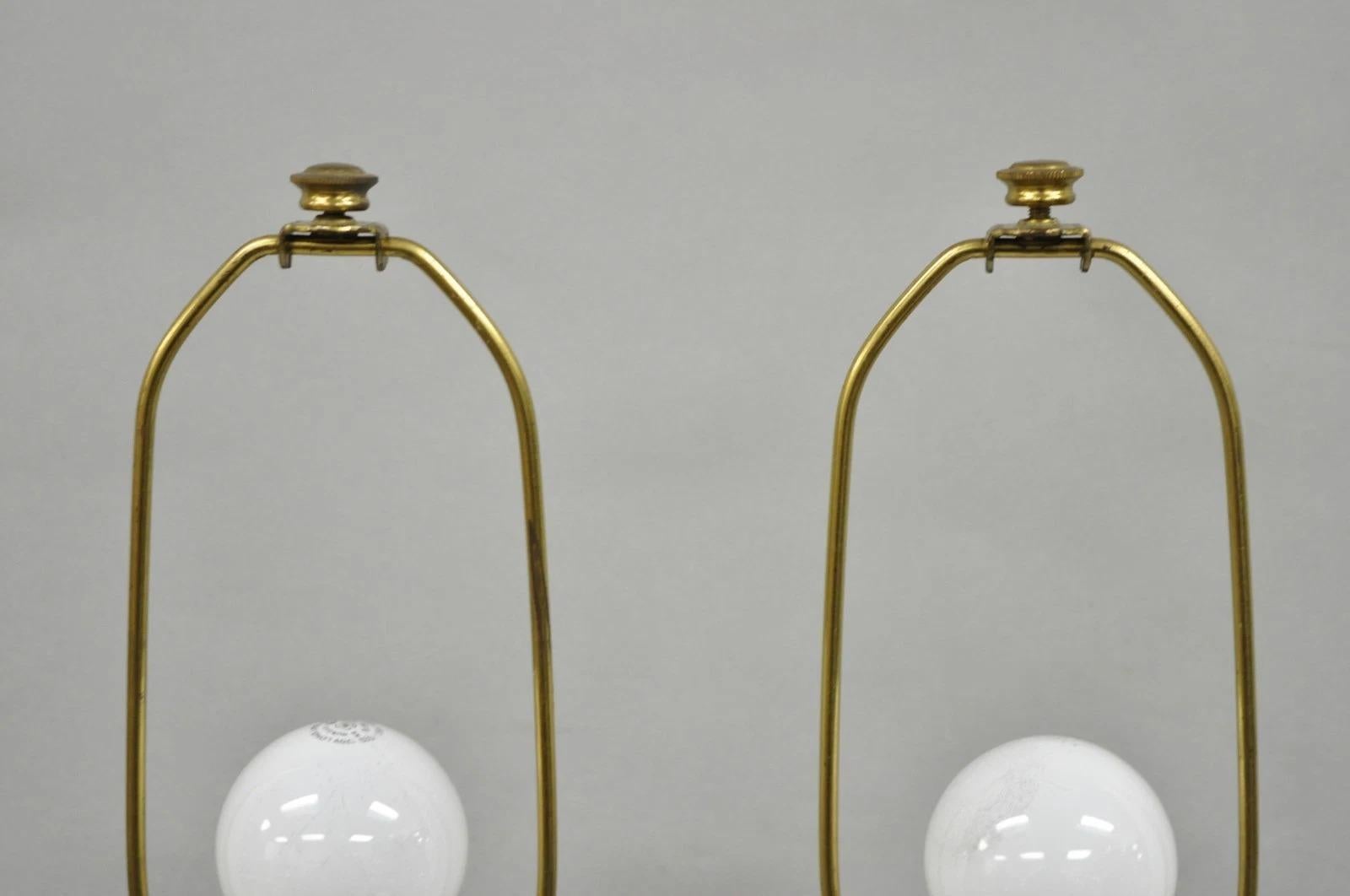Vintage Stiffel Empire Style Burnished Brass & Porcelain Table Lamps (C) - Pair For Sale 6