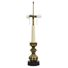 Vintage Stiffel Hollywood Regency Brass Baroque Candlestick Table Lamp